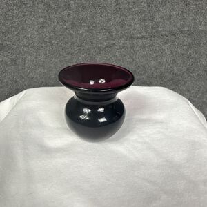 Vintage Gibson Art Glass Bud Vase Iridescent Carnival Amethyst Purple 2” (1994?)